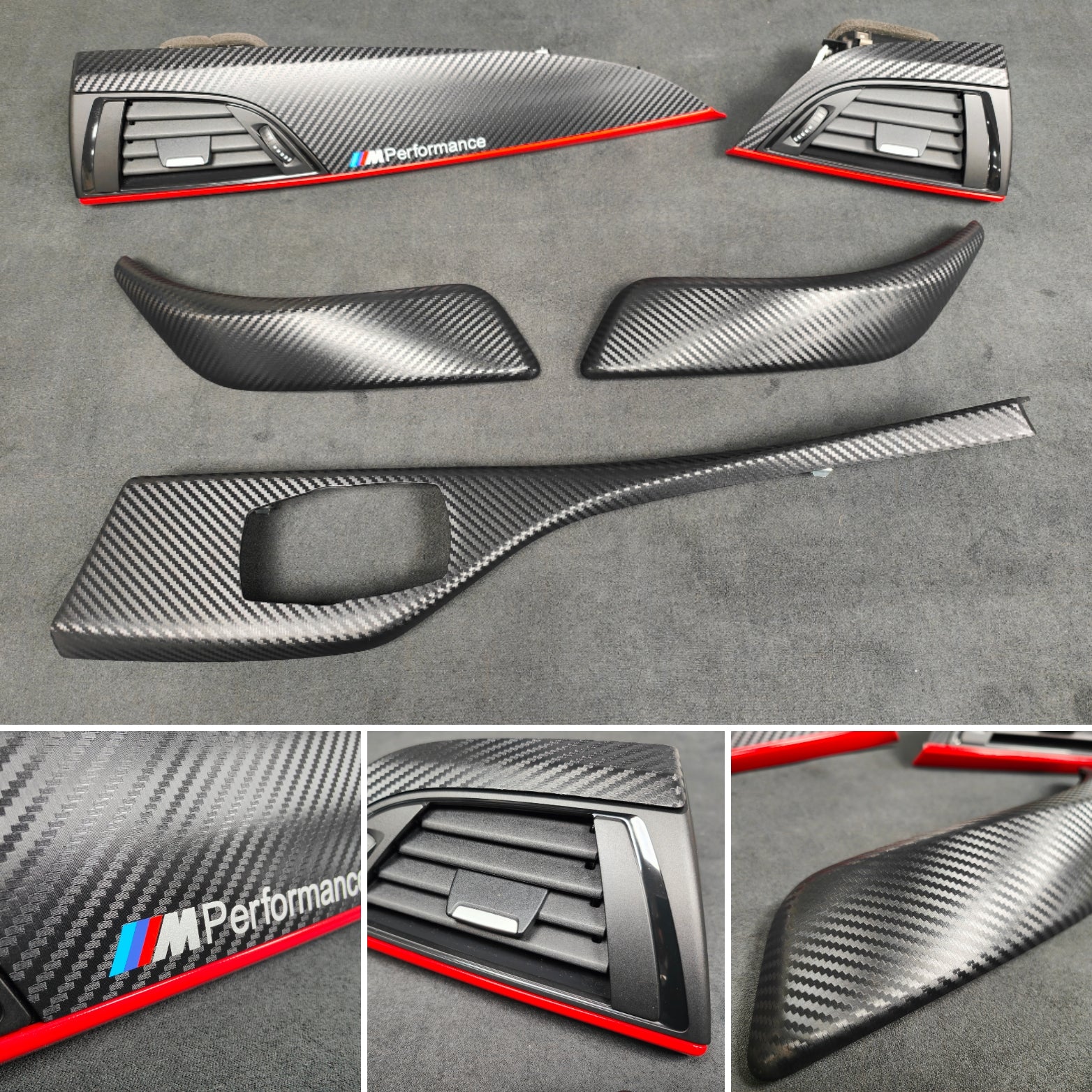 BMW F21 F22 INTERIOR TRIM SET - 3D CARBON / RED ACCENT (#9)